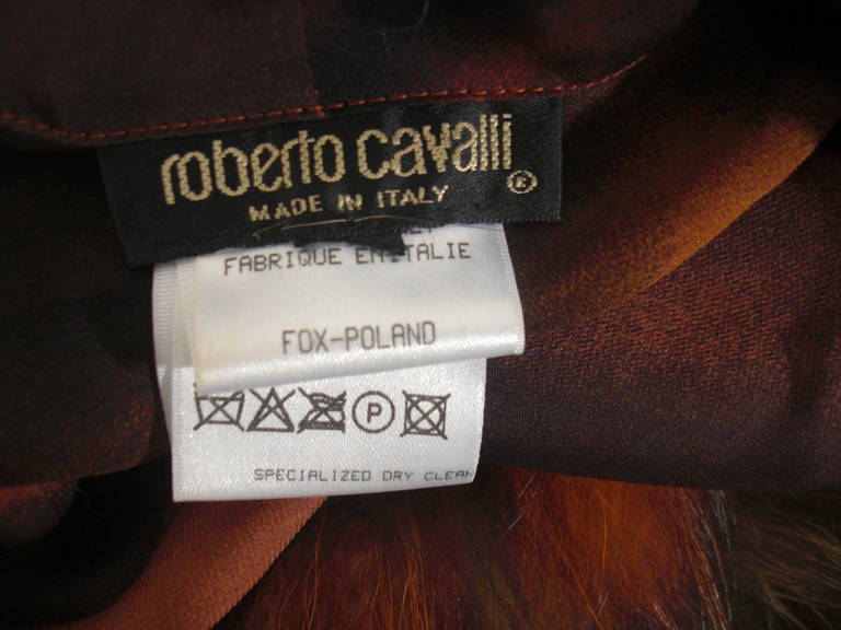 Roberto Cavalli Tiger Print Silk Blouse with Fur Sleeves 5