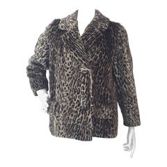 1950s Faux Leopard Fur Boxy Cut Jacket with Casual Style