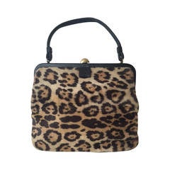 1950s Faux Leopard Fur Handbag