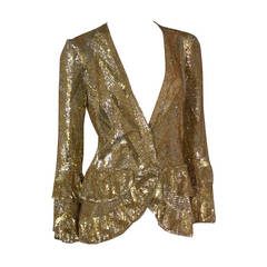 Angelo Tarlazzi Dazzling Gold Sequin Jacket in Chevron Pattern
