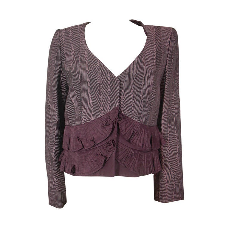 Giorgio Armani Borgo 21 Plum Jacket in Woodgrain Textured Fabric