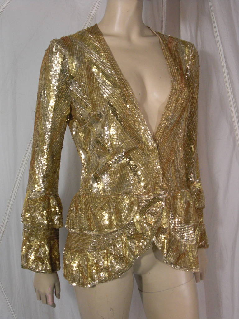 Angelo Tarlazzi Dazzling Gold Sequin Jacket in Chevron Pattern 1