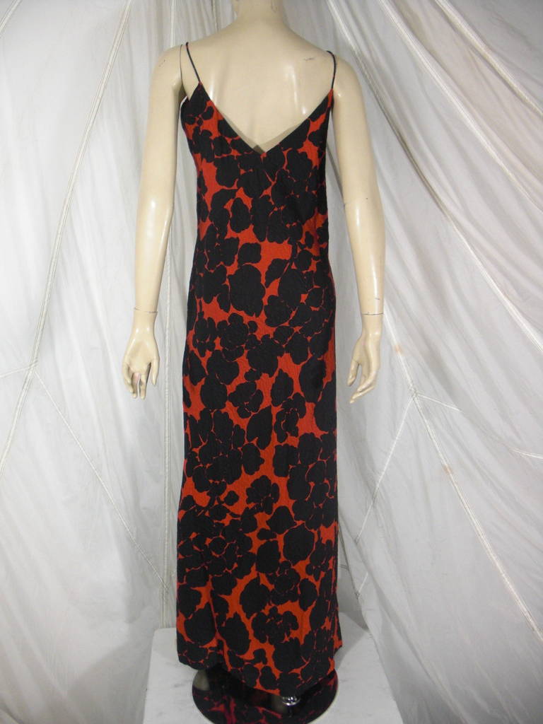 1970s Galanos Silk Floral Slip Gown in silk
