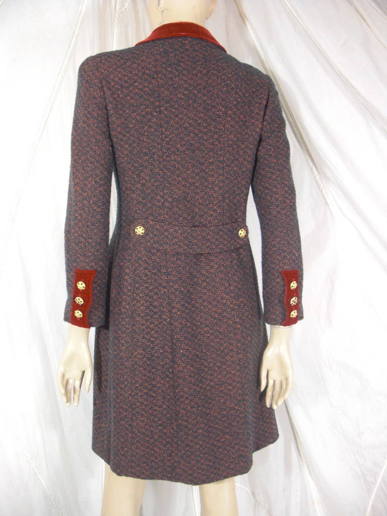 Women's Chanel Tweed Coat Dress with Velvet Trim