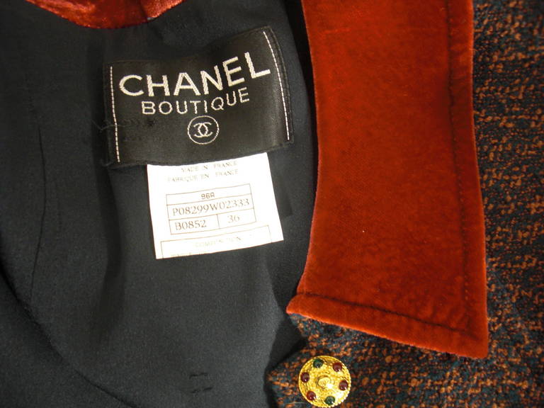 Chanel Tweed Coat Dress with Velvet Trim 6
