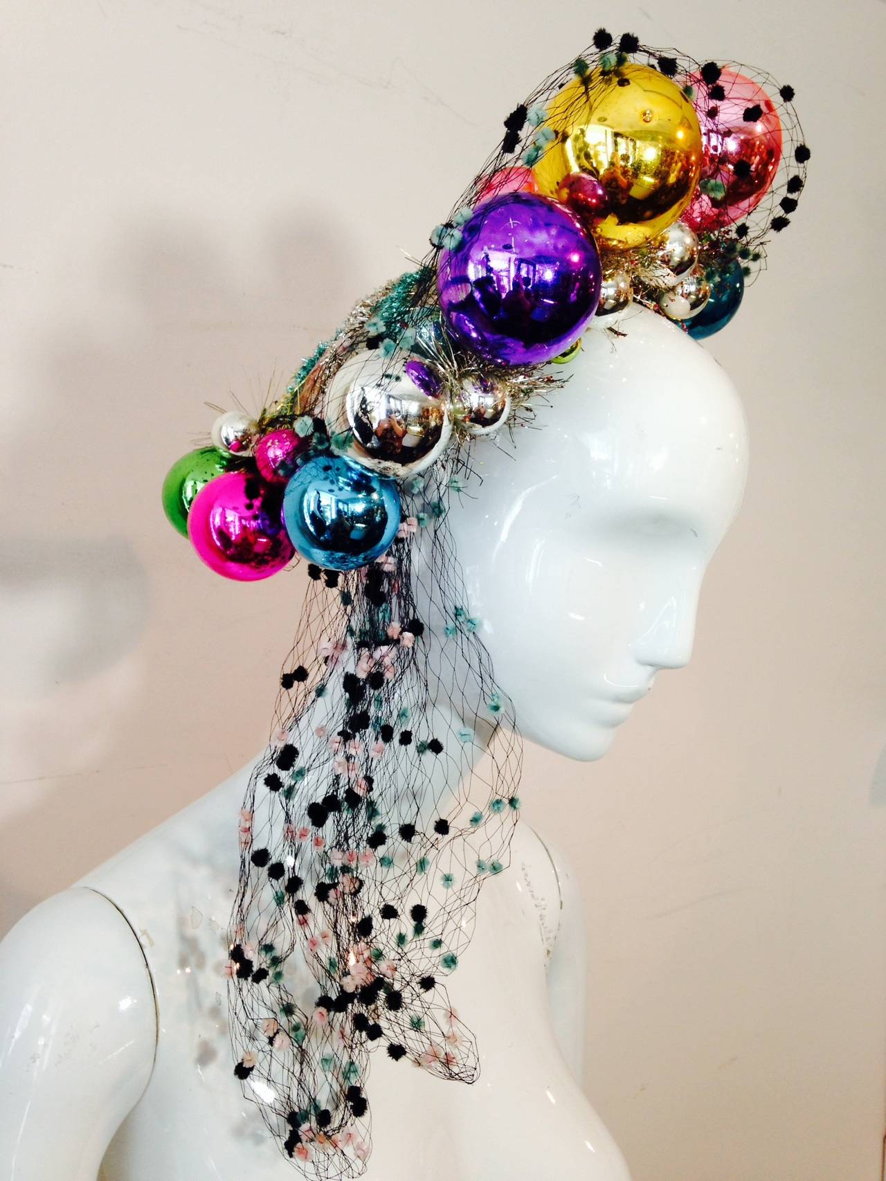 1940s Irina Roublon Eccentric and Fabulous Christmas Ornament Hat In Excellent Condition In Gresham, OR