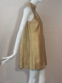 1960s Lame Trapeze Mini Dress