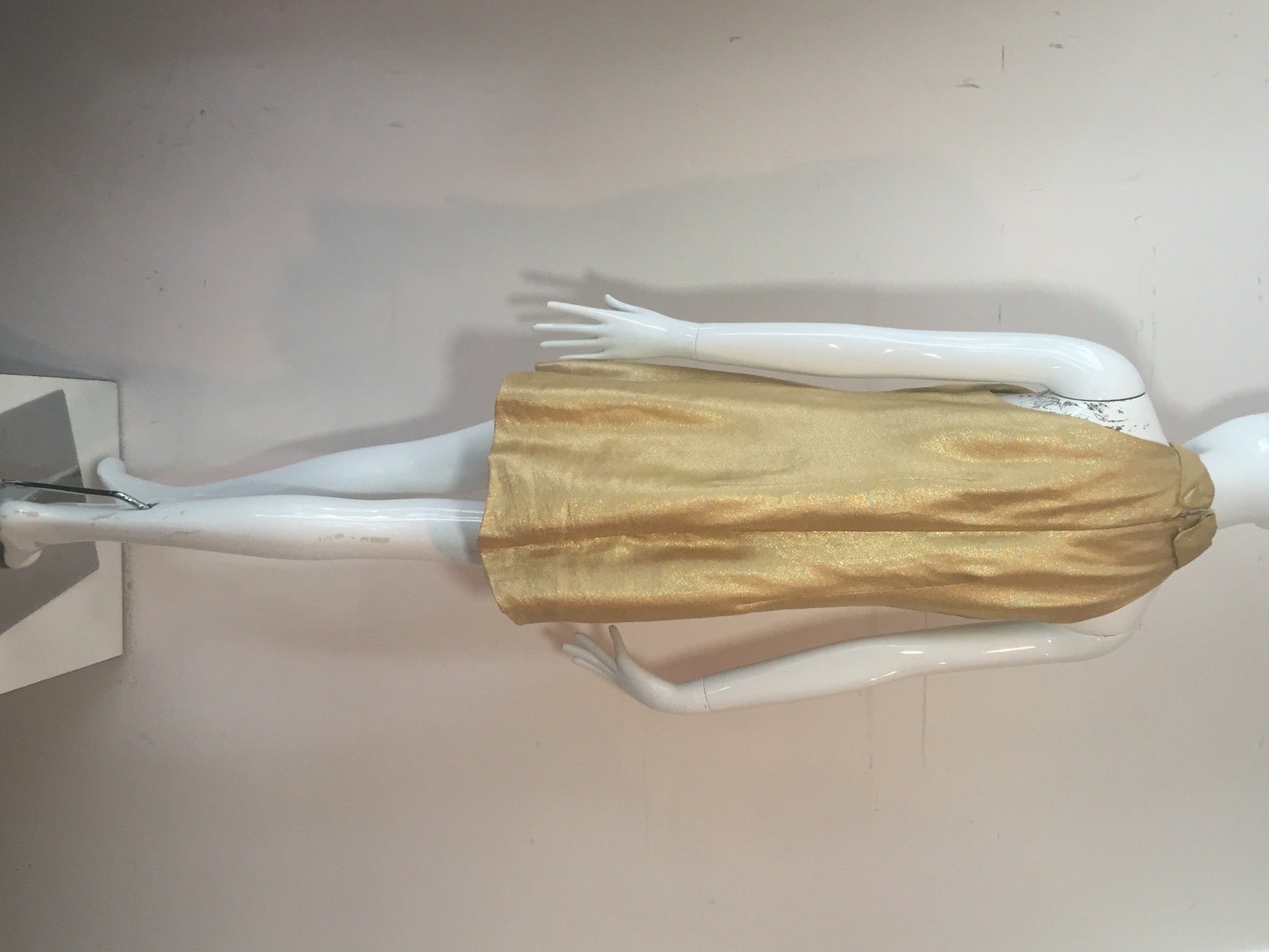 Beige 1960s Lame Trapeze Mini Dress