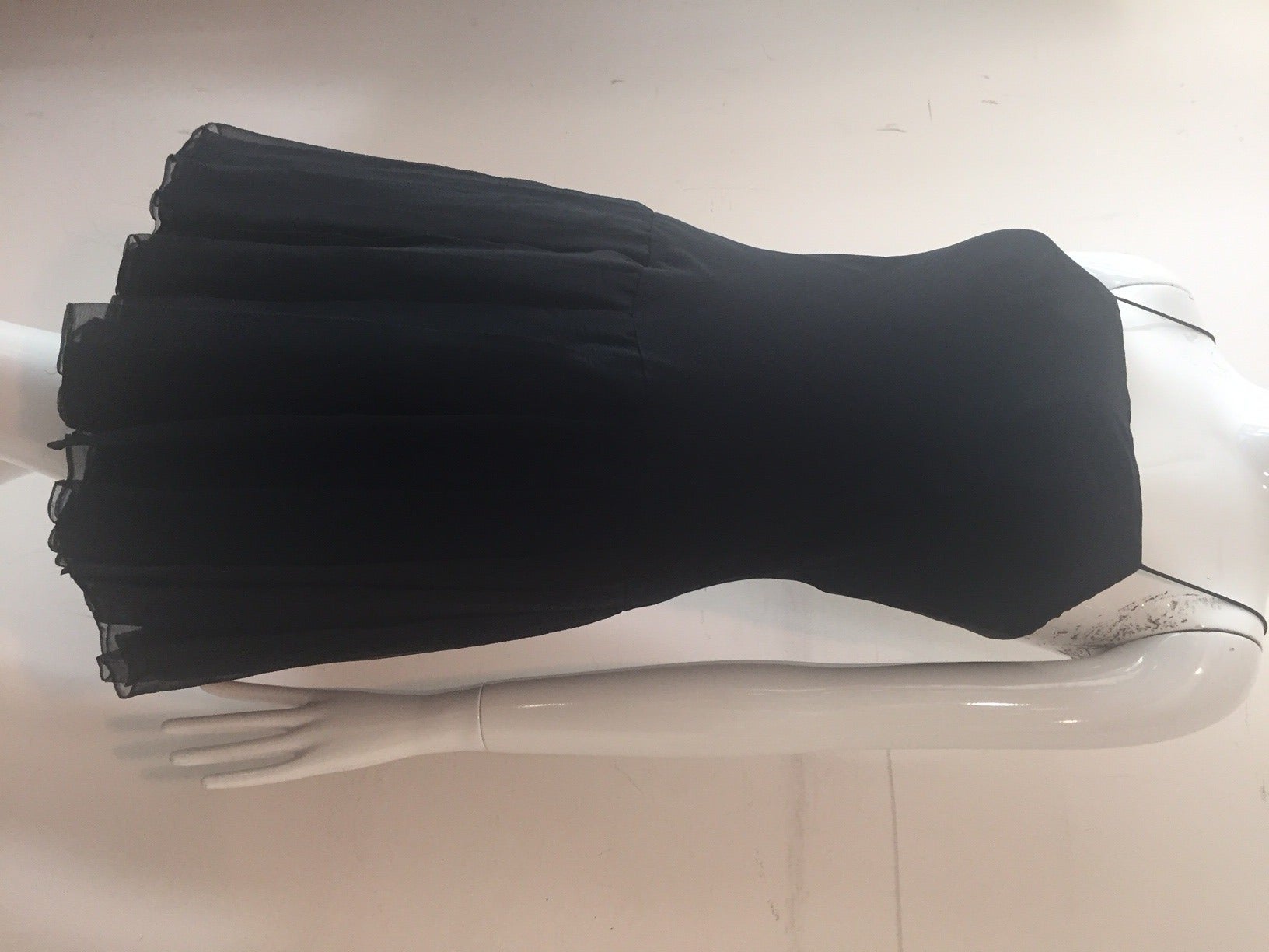 1960s Galanos 2-Piece Black Silk Chiffon Mini Dress with White Collar and Cuff 4