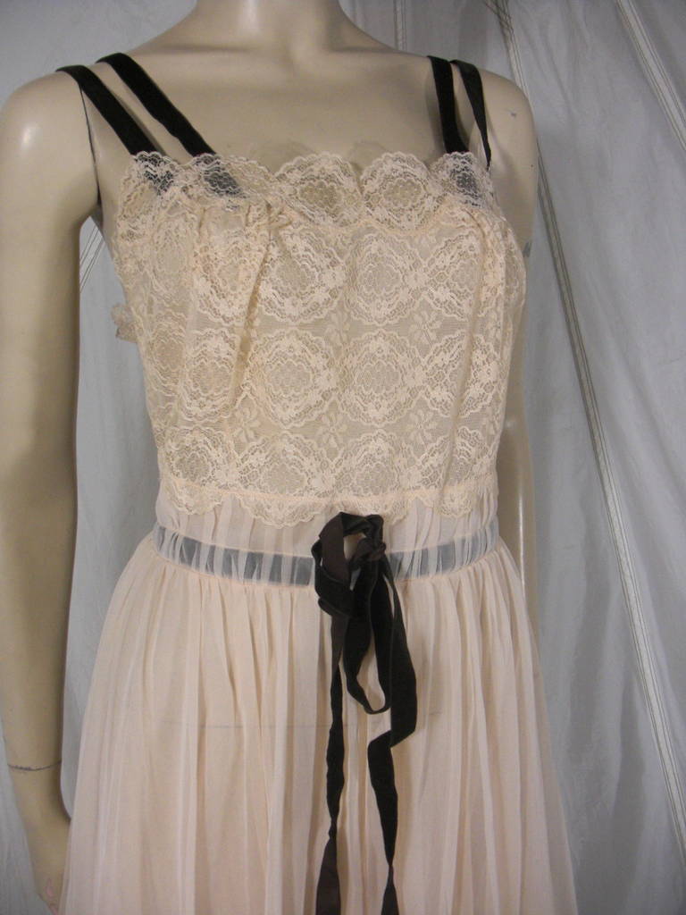 1950s Schiaparelli Slip with Velvet Trim Detail