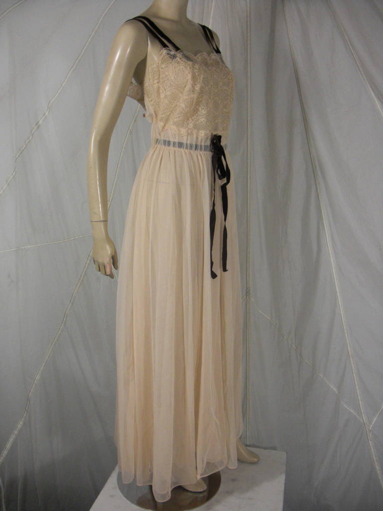 Women's 1950s Schiaparelli Slip with Velvet Trim Detail