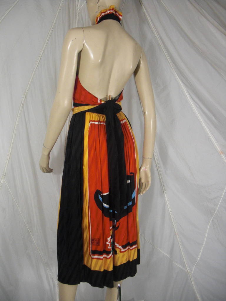 Michaele Vollbracht Silk Ethnic Print 2 Piece Halter Ensemble In Excellent Condition In Gresham, OR