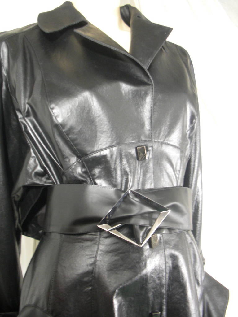 1980s Theirry Mugler Vinyl Runway Trench Coat In Excellent Condition In Gresham, OR