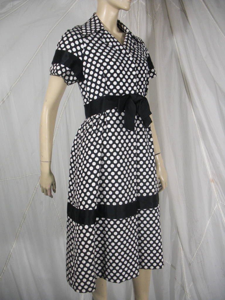 Black 1960s Geoffrey Beene Polka Dot Cocktail Dress