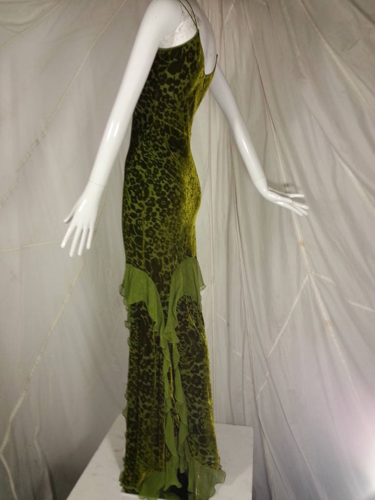 John Galliano 1930s Inspired Burnt Out Velvet and Silk Chiffon Dress 1