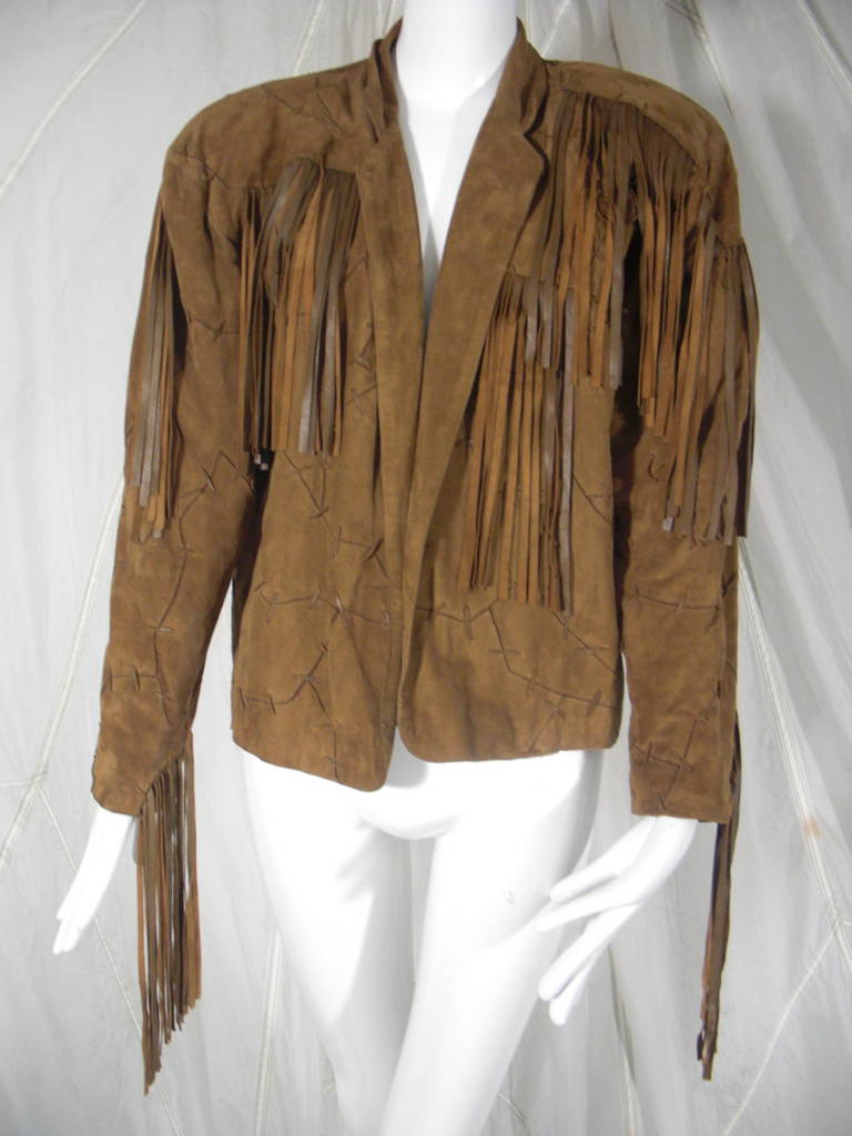 brown fringe jacket