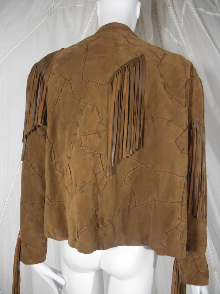 1980s Claude Montana Brown Suede Fringe Jacket In Excellent Condition In Gresham, OR
