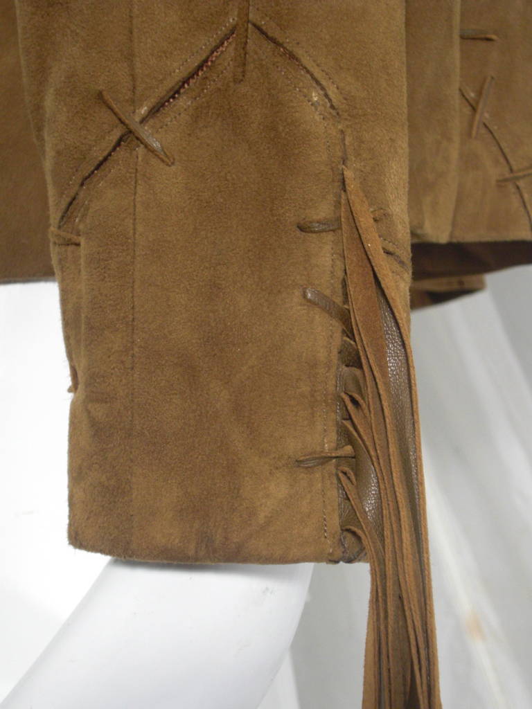 1980s Claude Montana Brown Suede Fringe Jacket 2