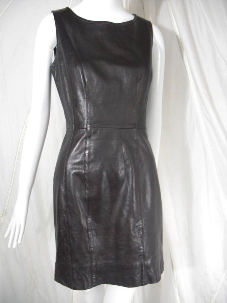 Krizia Mod Ebony Black Leather Dress