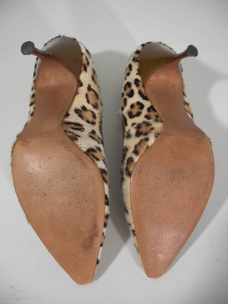 1960s Stenciled Leopard Calf Stilettos 1
