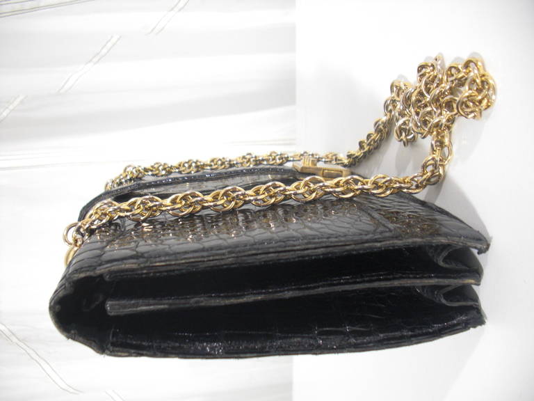 Women's 1960s Saks 5th Avenue Alligator Bag with Gold Chain Handle