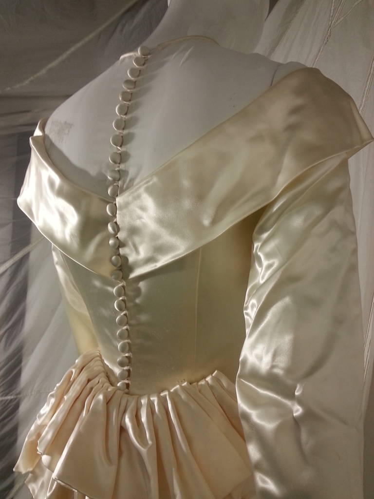 1949 Adeline Creme Satin Wedding Gown for City of Paris 4