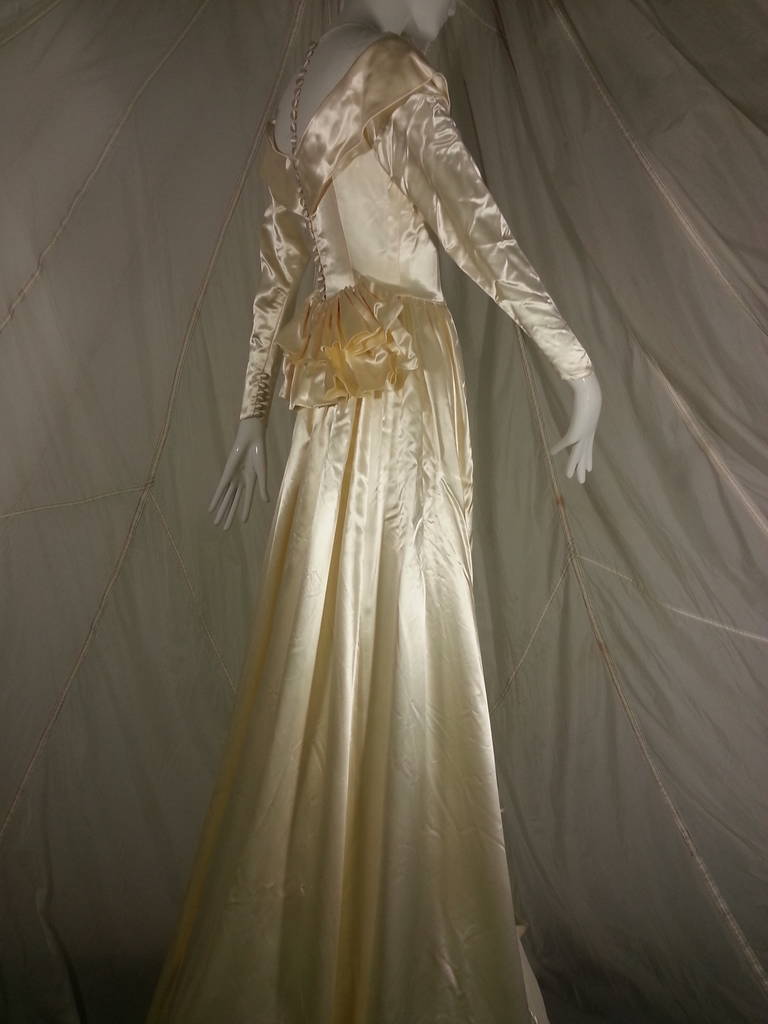 Women's 1949 Adeline Creme Satin Wedding Gown for City of Paris