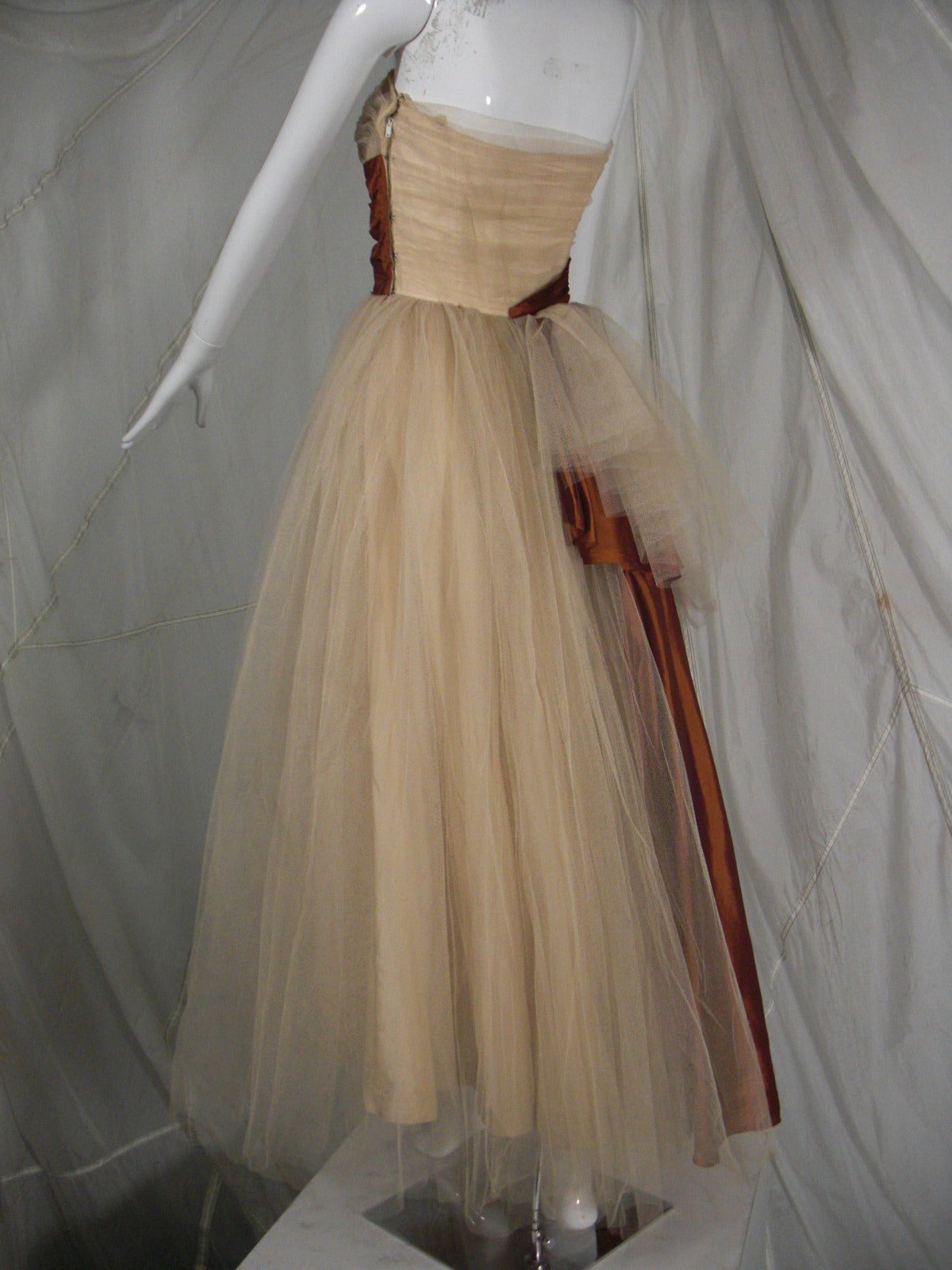 1950s Will Steinman Tulle and Silk Ball Gown 1