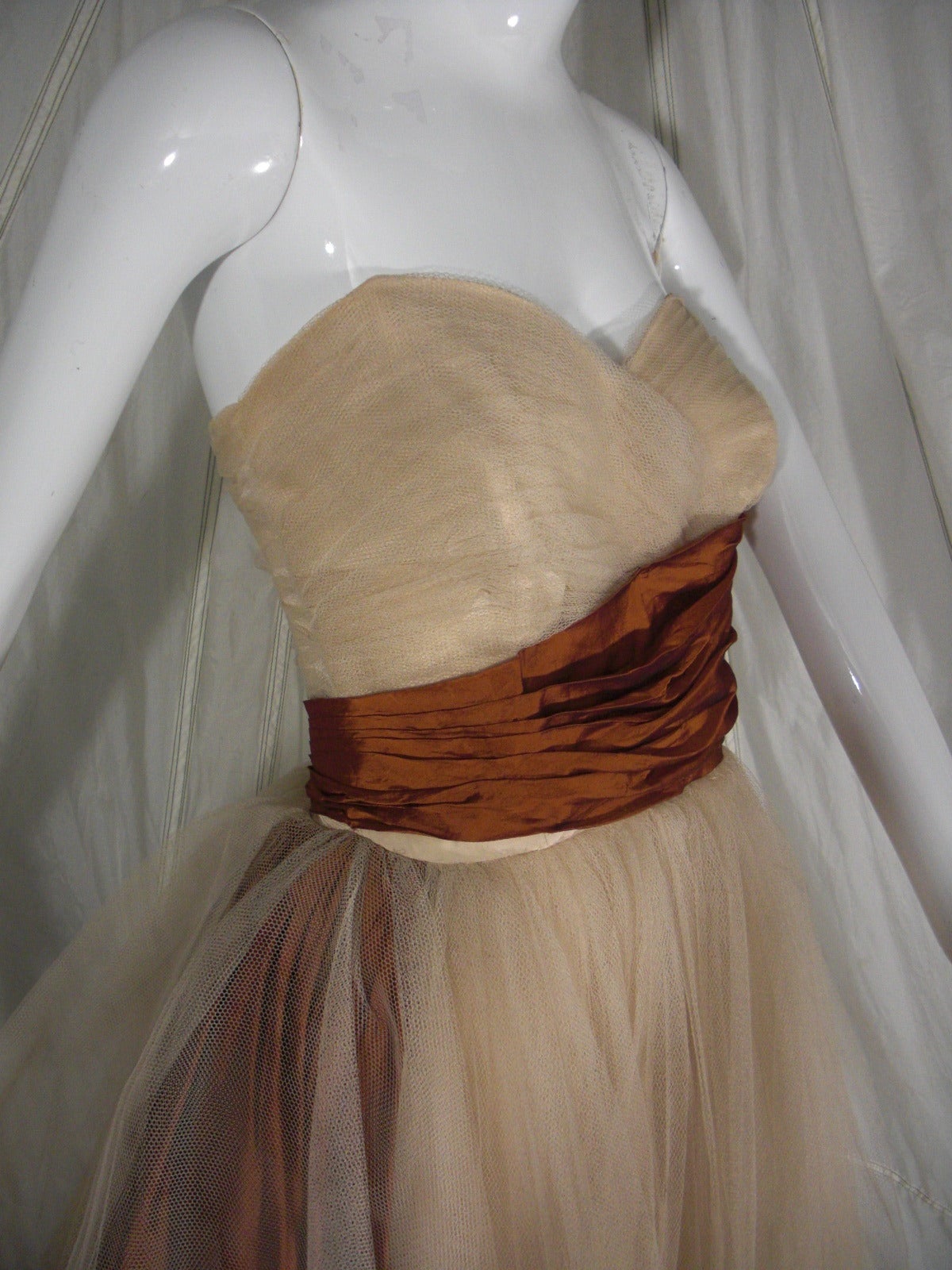 1950s Will Steinman Tulle and Silk Ball Gown 2
