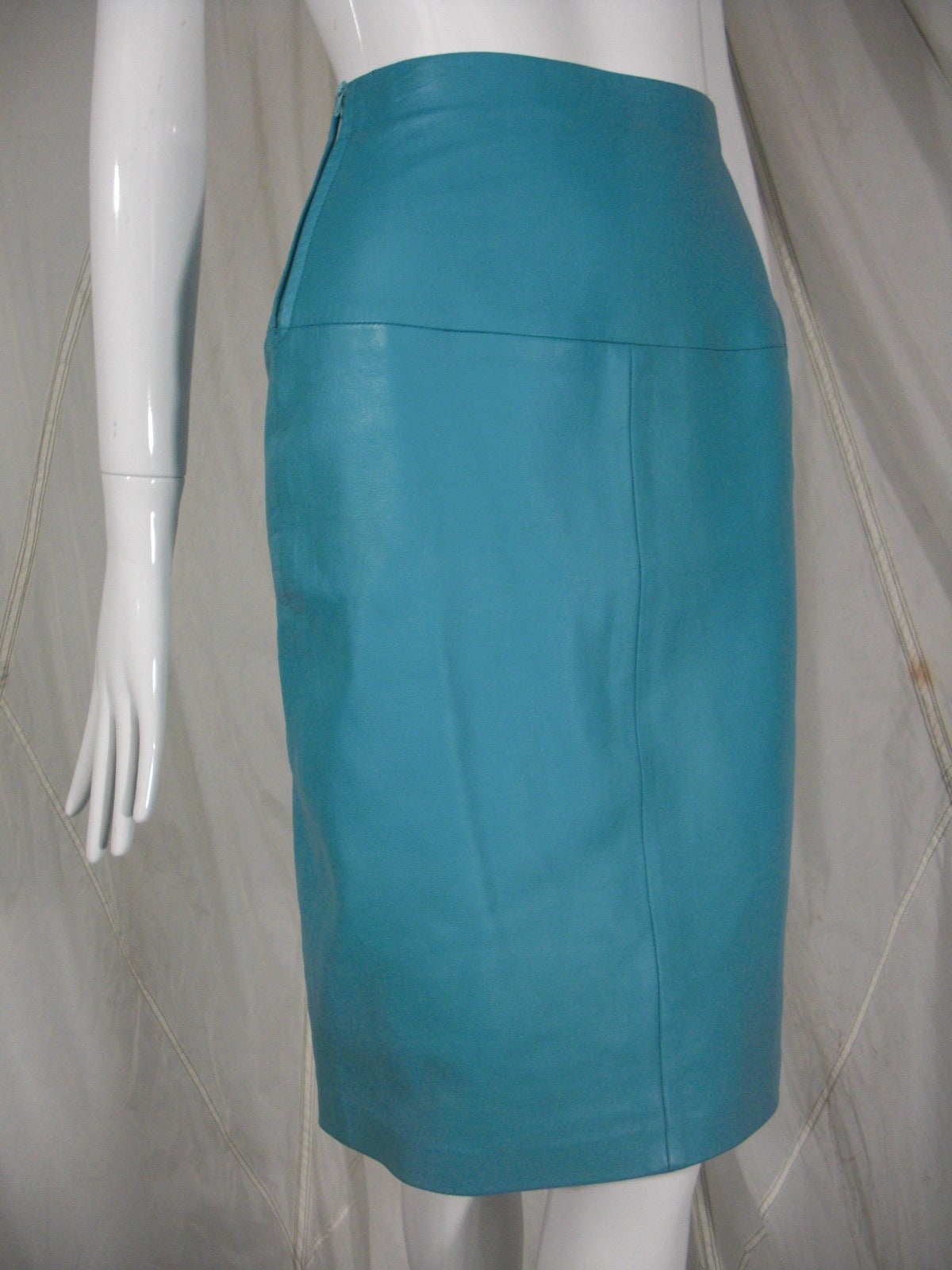 1960s Mc Douglas of Paris Turquoise Leather Suit 4