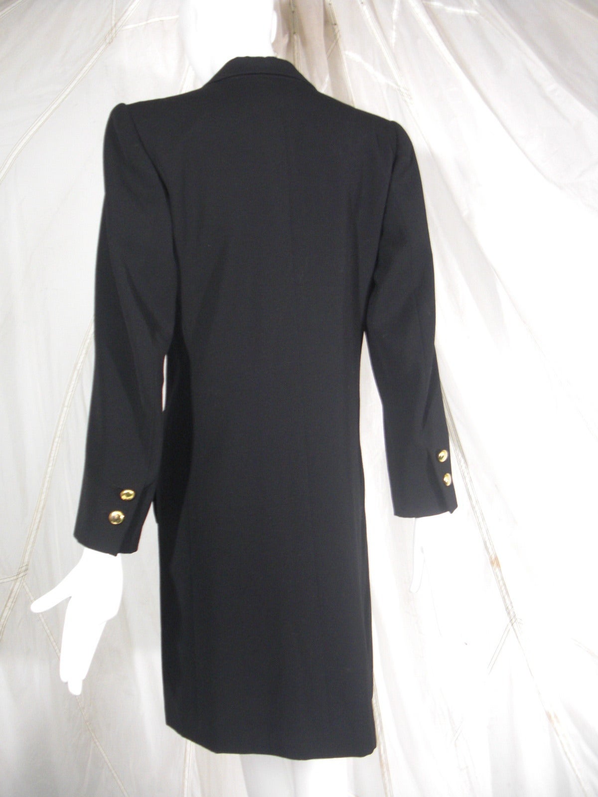1980s Saint Laurent Rive Gauche Black Double Breasted Coat In Excellent Condition In Gresham, OR