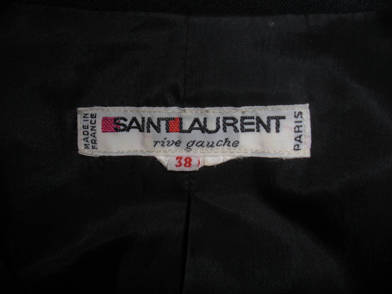 1980s Saint Laurent Rive Gauche Black Double Breasted Coat 2
