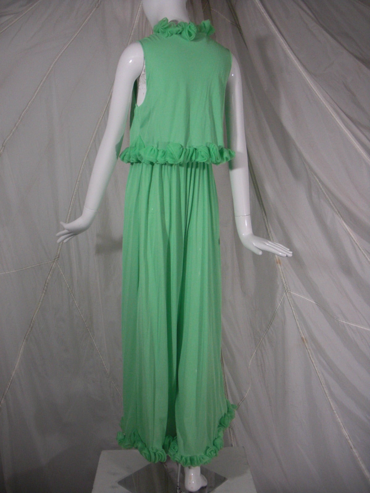 1960s Lime Green Sleeveless Jumpsuit 1