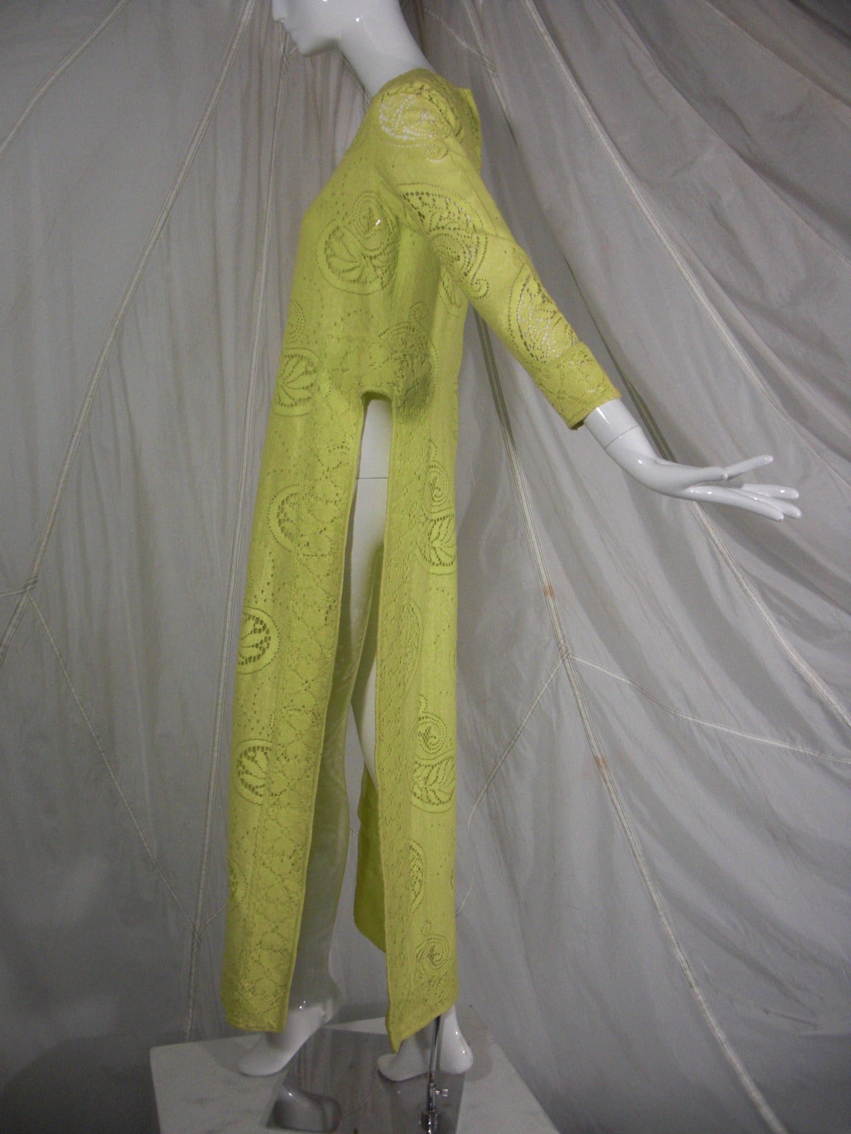1960s Rebecca Chartreuse Tunic in Paisley Lace 1