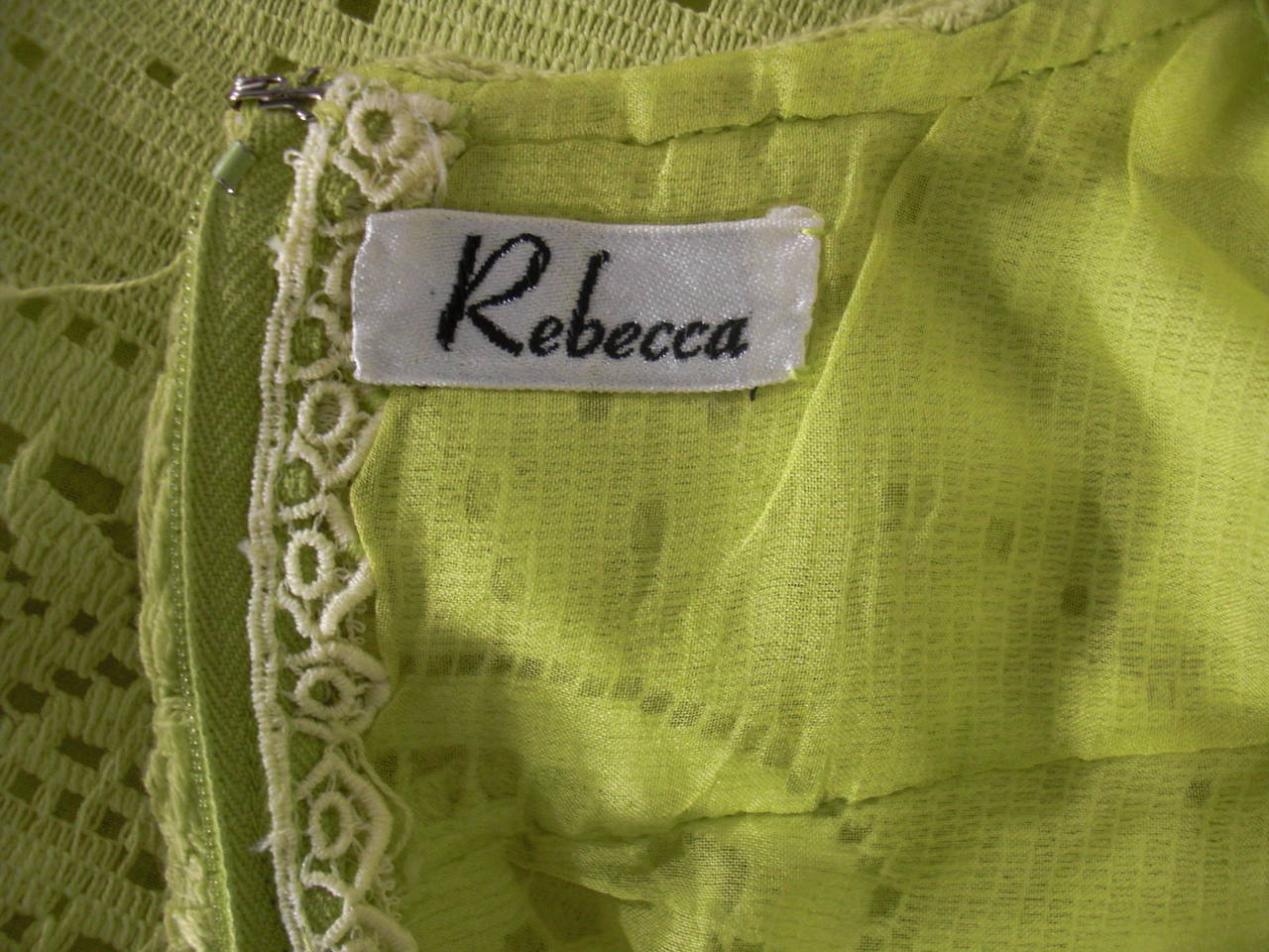 1960s Rebecca Chartreuse Tunic in Paisley Lace 4