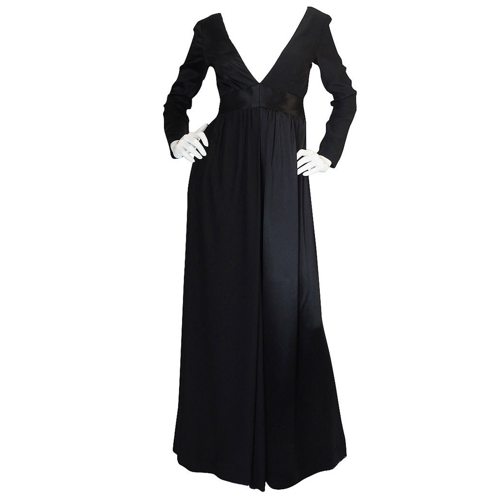 c1966 Black Silk Emilio Pucci Plunged Jumpsuit