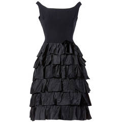 Vintage 1960s 60s Black Tiered "Loop" Cocktail Dress