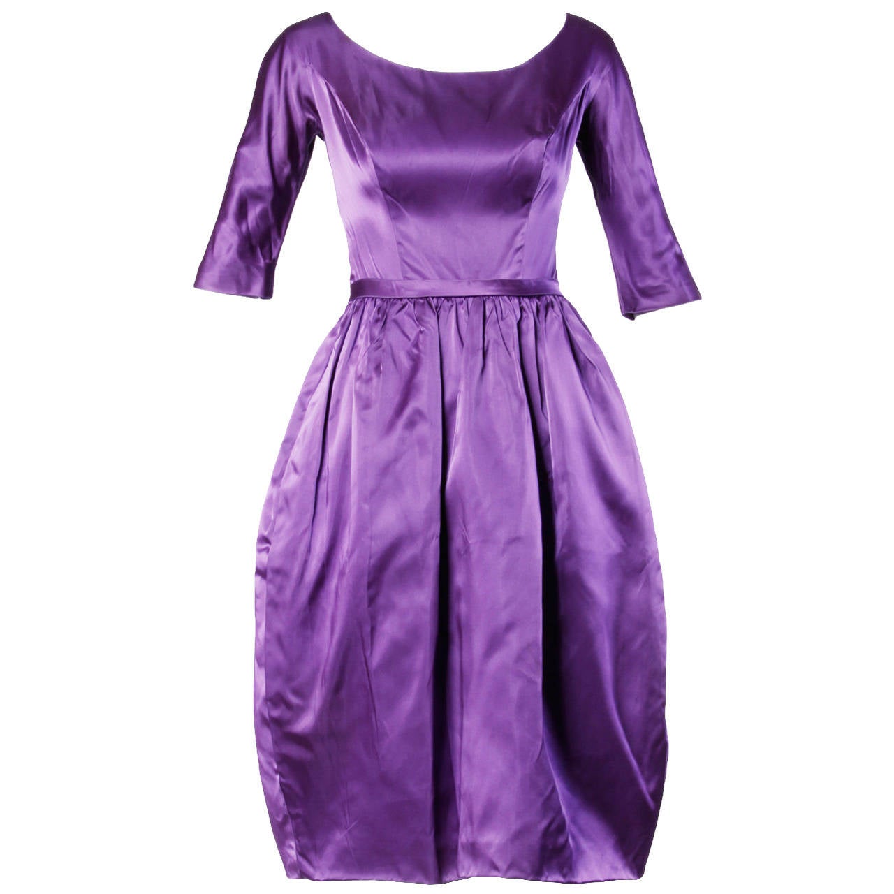 Vintage 1960s 60s Purple Satin Cocktail Dress