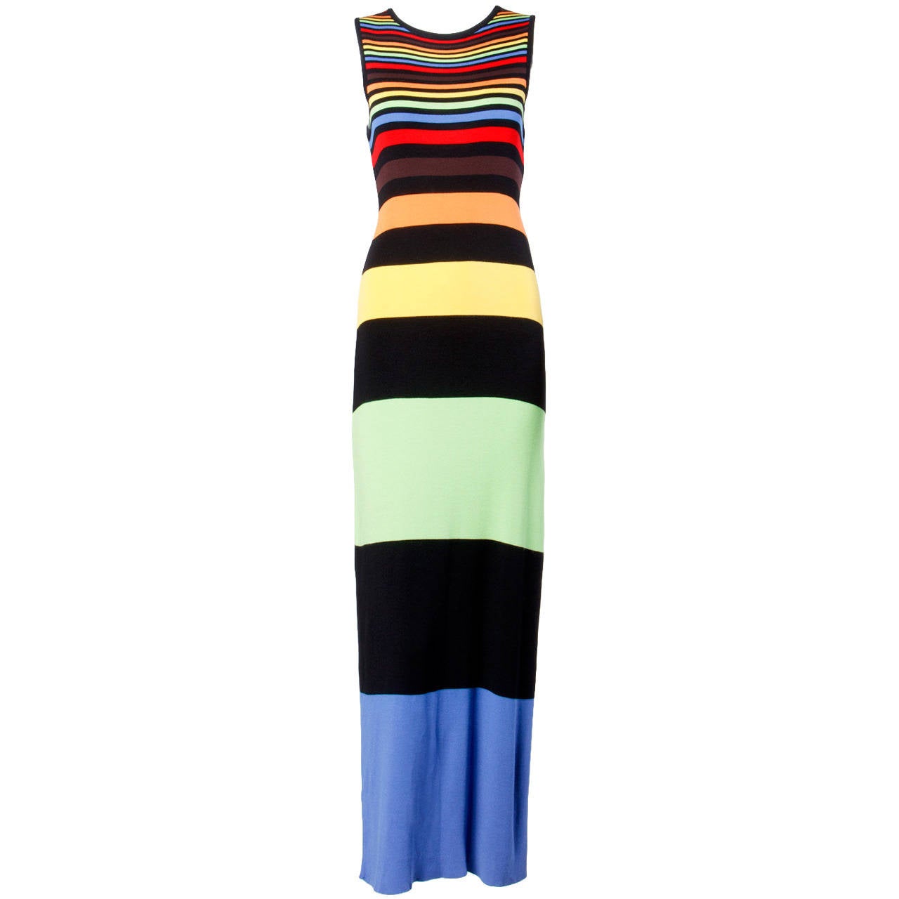 Moschino Vintage 90s 1990s Colorful Striped Knit Sweater Maxi Dress At Moschino Vintage 90s 1990s Colorful Striped Knit Sweater Maxi Dress At