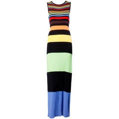 Moschino Vintage 90s 1990s Colorful Striped Knit Sweater Maxi Dress