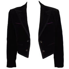 Vintage Comme des Garcons 1990s Mens Velvet Cropped Evening Jacket