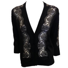 Dolce & Gabbana Black Cardigan with Lace Insets