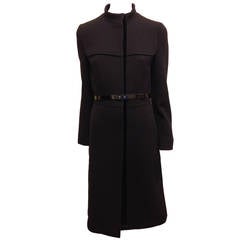 Prada Black Coat with Patent Belt