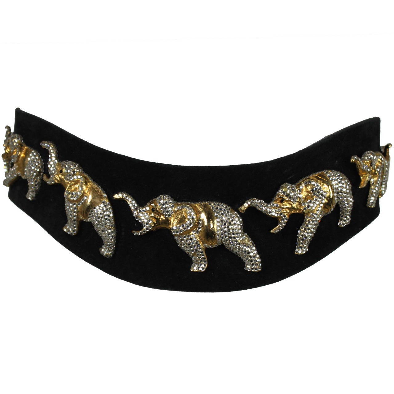 1980s Handmade Austrian Crystal Elephant Belt For Sale