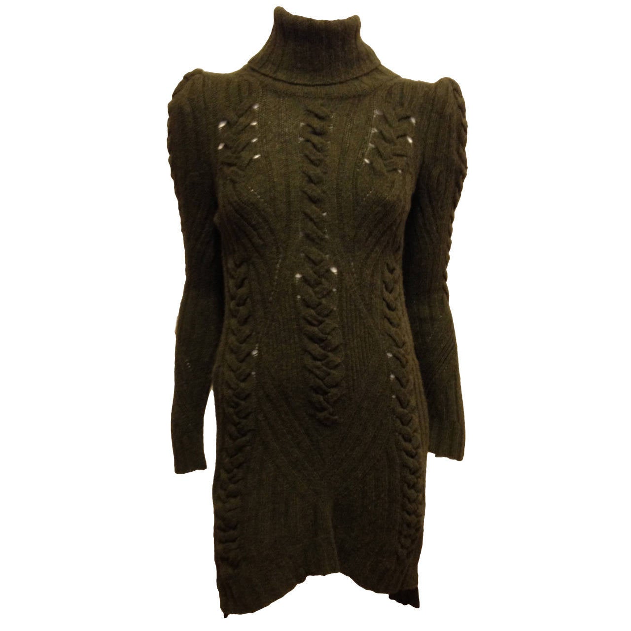 Celine Olive Green Knit Sweater Dress at 1stdibs