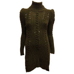 Celine Olive Green Knit Sweater Dress