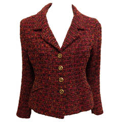 Chanel Red and Purple Tweed Jacket