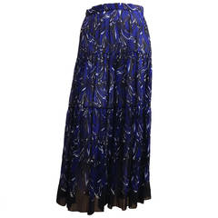 Used Prada Blue Sheer Printed Skirt