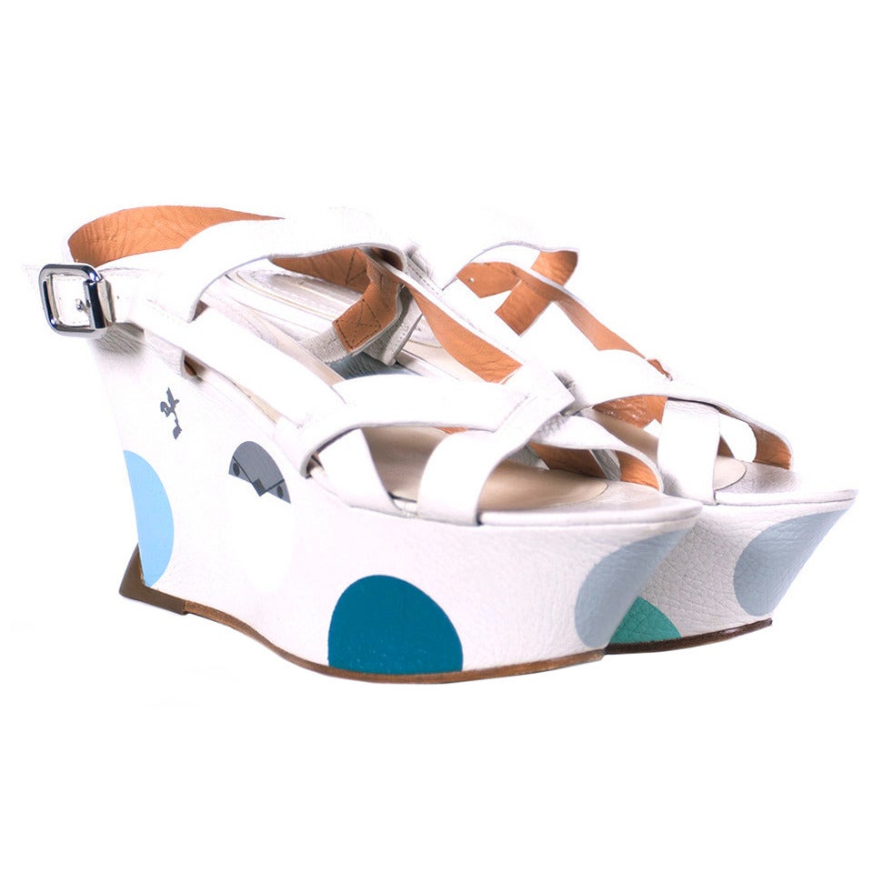 Celine by Phoebe Philo leather multi textured platform sandals