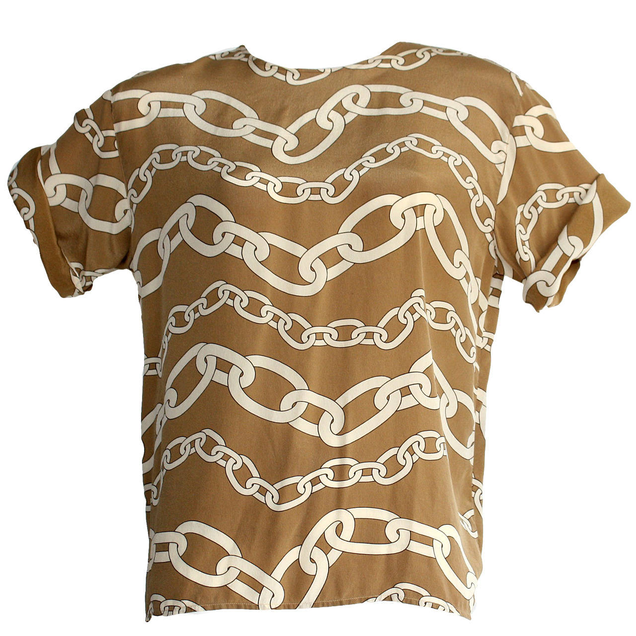 Vintage Valentino Silk Blouse Ropes Chains Iconic Chic Print